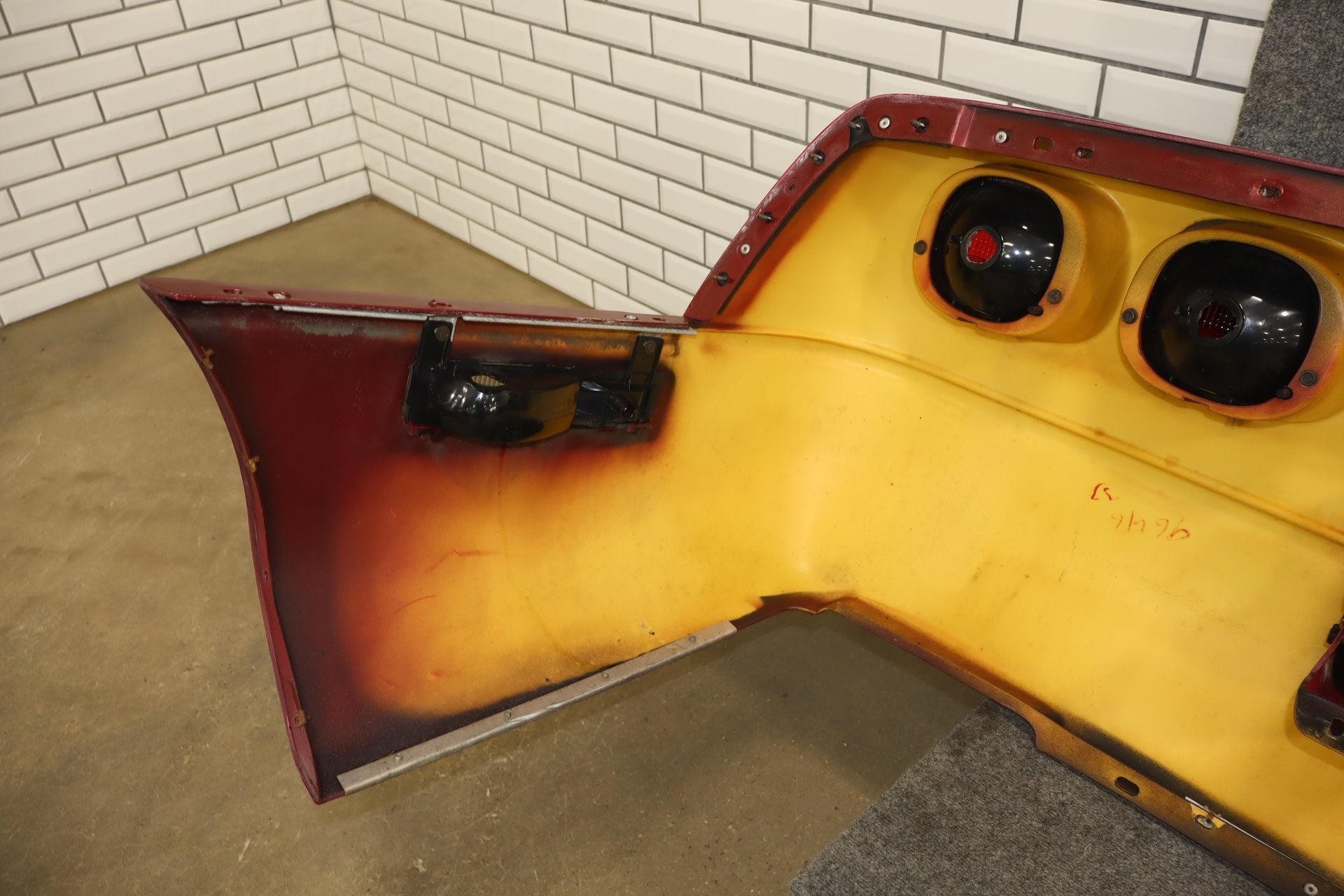 1991-1996 C4 Corvette Base Model OEM Rear Bumper W/Lights Finish Panel Dark Red