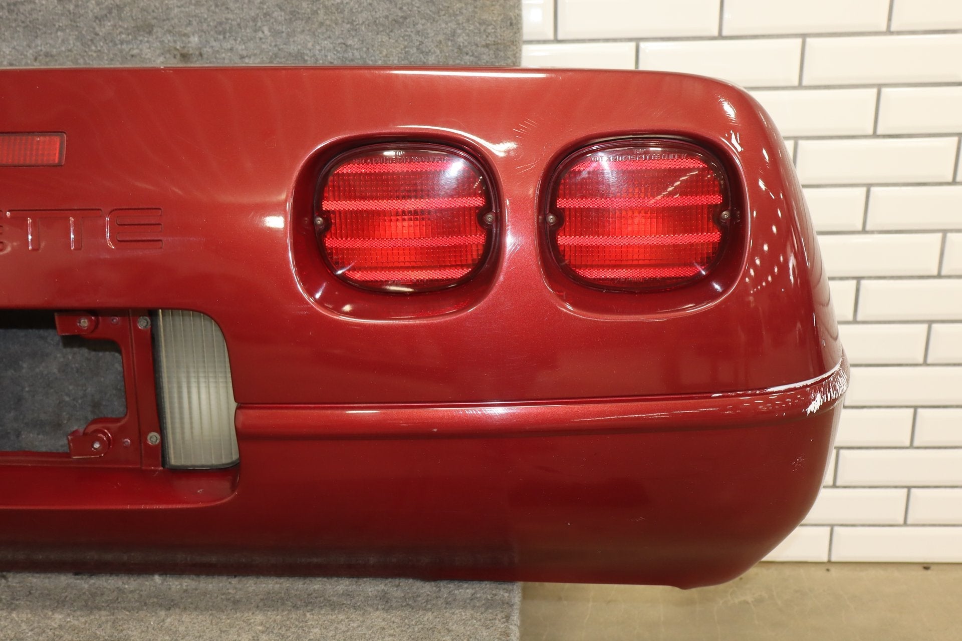 1991-1996 C4 Corvette Base Model OEM Rear Bumper W/Lights Finish Panel Dark Red