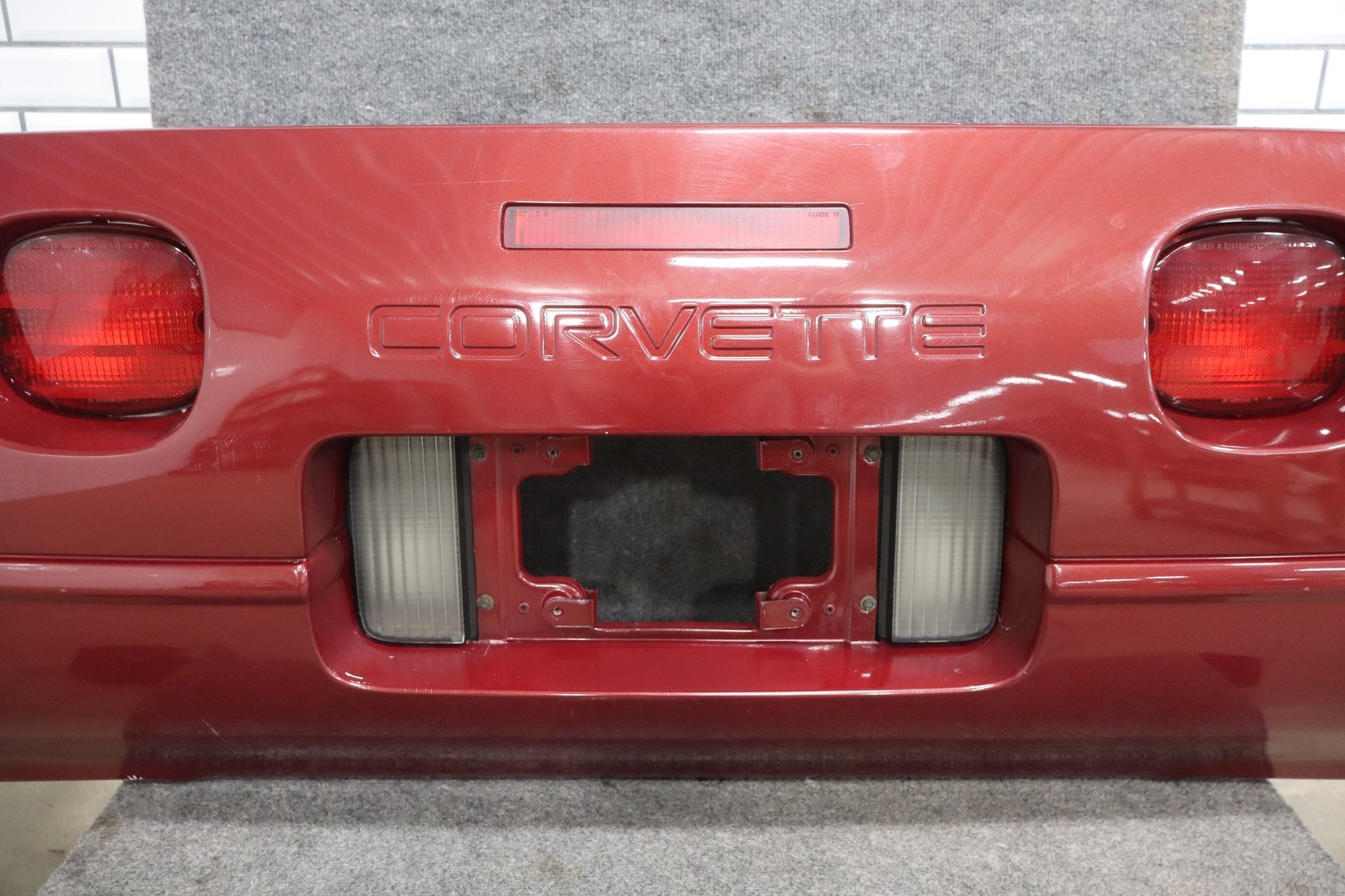 1991-1996 C4 Corvette Base Model OEM Rear Bumper W/Lights Finish Panel Dark Red