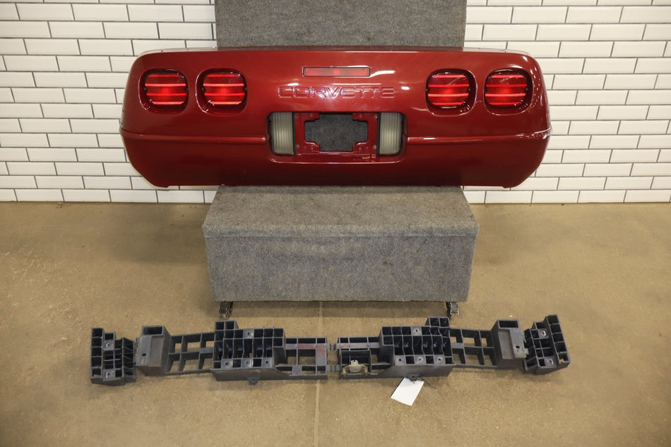 1991-1996 C4 Corvette Base Model OEM Rear Bumper W/Lights Finish Panel Dark Red