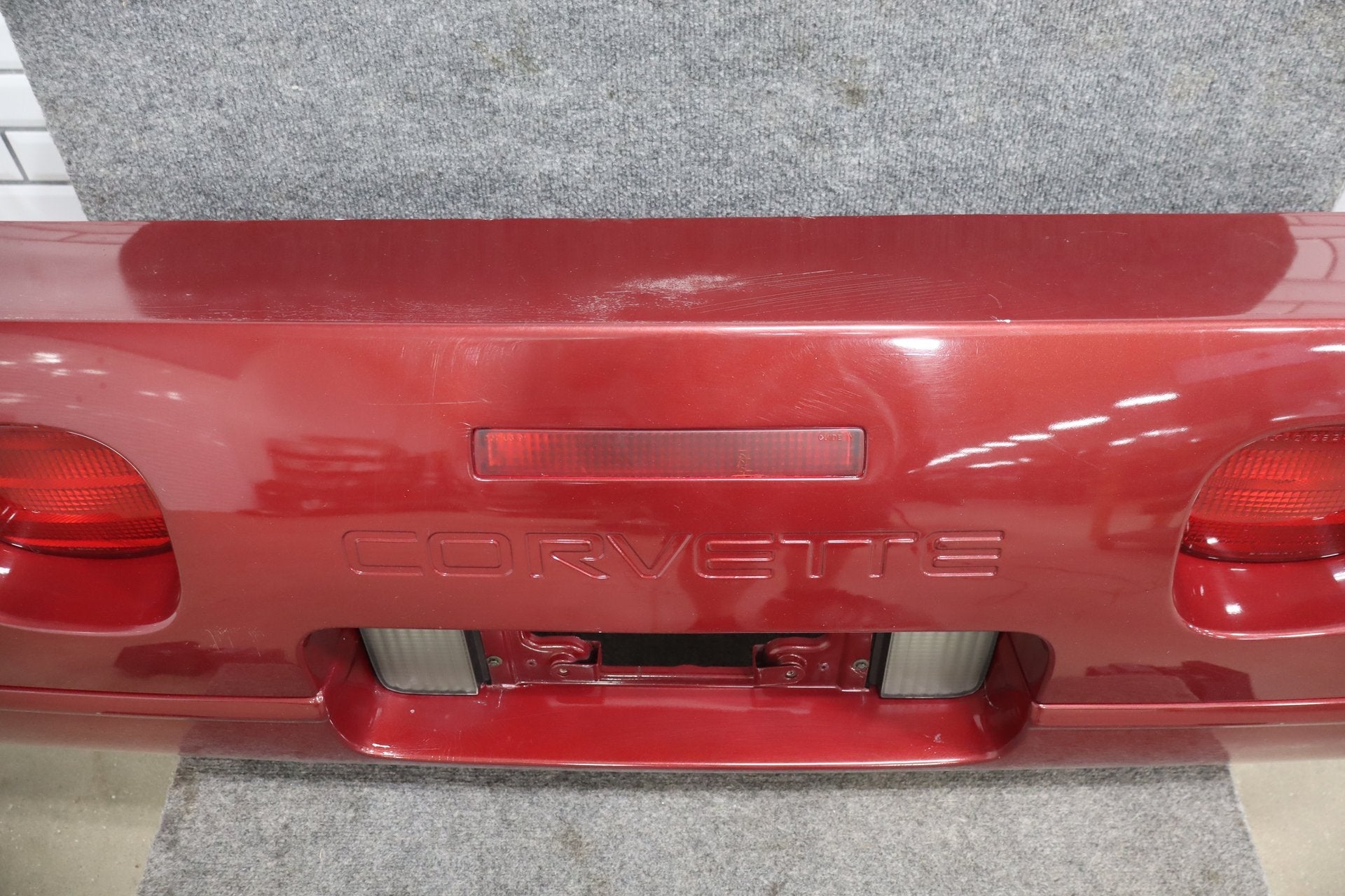 1991-1996 C4 Corvette Base Model OEM Rear Bumper W/Lights Finish Panel Dark Red