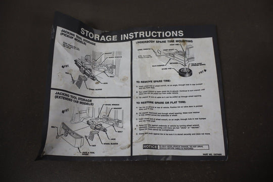 1992 Chevrolet S10 Emergency Roadside Jack and Tool Kit OEM