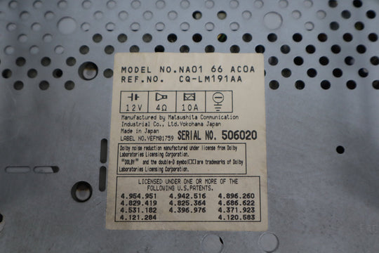 1993 - 1994 Mazda MX - 5 Miata Cassette Radio NA53669C0 OEM