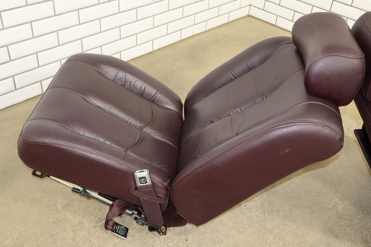 1993-1996 Cadillac Fleetwood Brougham Leather Power Seats Set Bordeaux Red 75