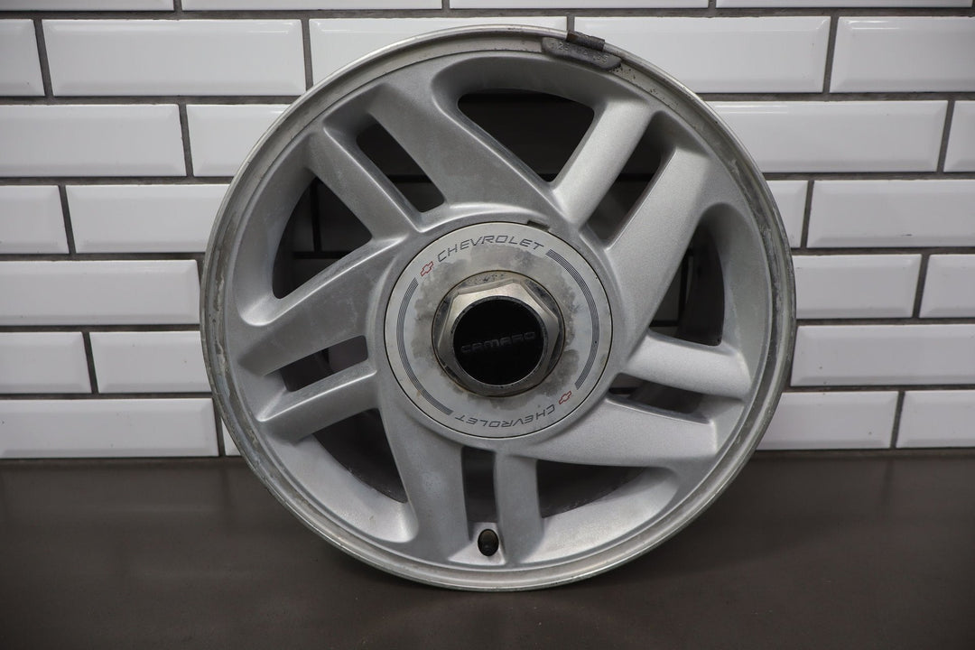 1993 - 1996 Camaro Single (1) 16x8 Silver 5 - Spoke Wheel W/Center Cap *Curb Rash*