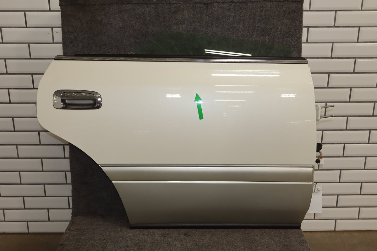 1995-1999 Toyota Crown Right Rear Door White 2BK OEM JZS151 Visible Dent