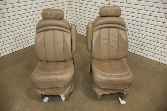 1996 - 2002 GMC Savana Express Conversion Van Leather Seats Set Neutral 52W