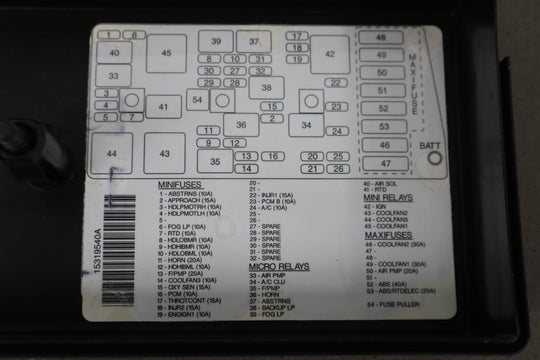 1997 - 1998 Chevrolet Corvette C5 5.7L Engine Fuse Box 15319557