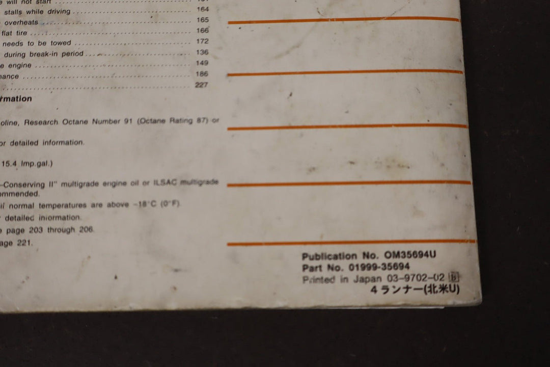 1997 Toyota 4Runner Owners Handbook OEM
