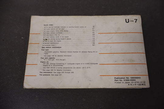 1997 Toyota 4Runner Owners Handbook OEM