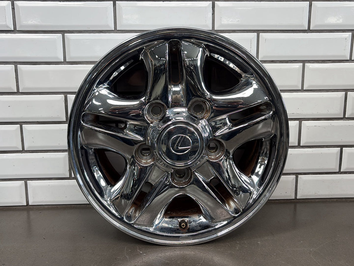1998-2002 Lexus LX470 (J100) 16x8 OEM Chrome Wheels (4) + Silver Spare (Rust)