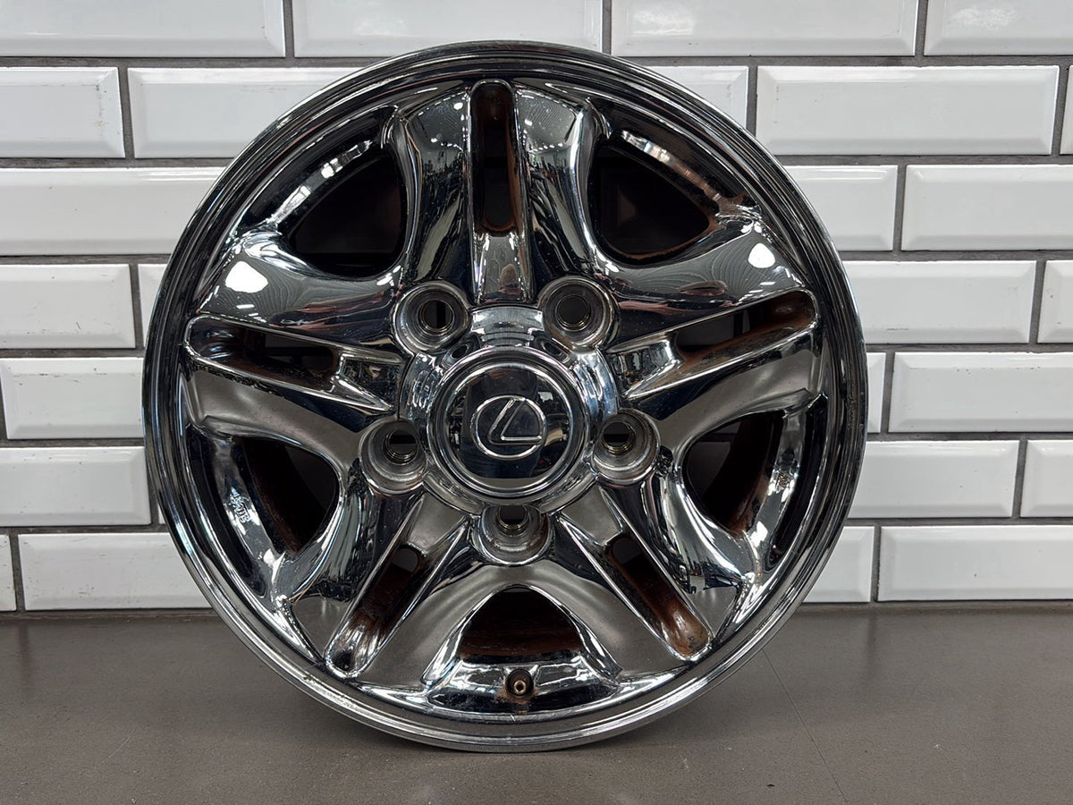 1998-2002 Lexus LX470 (J100) 16x8 OEM Chrome Wheels (4) + Silver Spare (Rust)