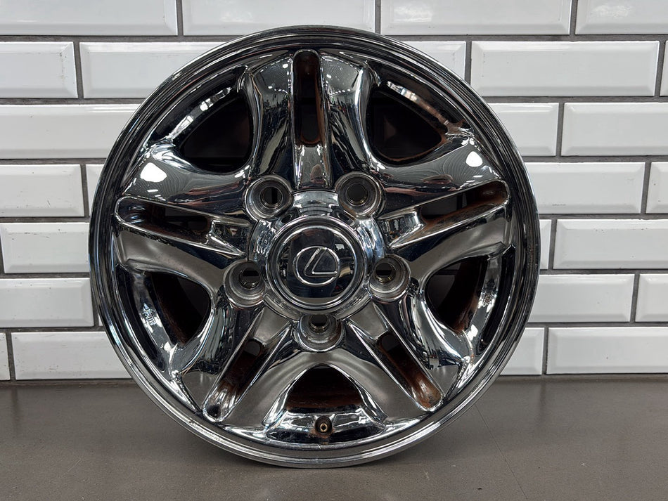 1998-2002 Lexus LX470 (J100) 16x8 OEM Chrome Wheels (4) + Silver Spare (Rust)