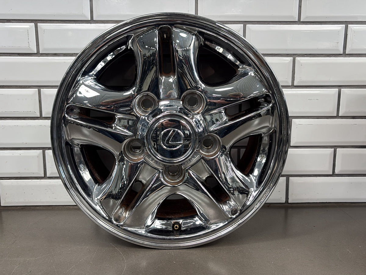 1998-2002 Lexus LX470 (J100) 16x8 OEM Chrome Wheels (4) + Silver Spare (Rust)