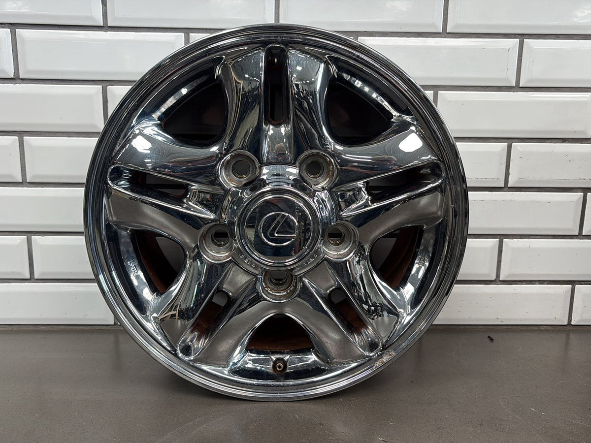 1998-2002 Lexus LX470 (J100) 16x8 OEM Chrome Wheels (4) + Silver Spare (Rust)