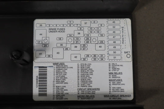 1998 - 2004 Chevrolet Corvette C5 Interior Fuse Box 12193837
