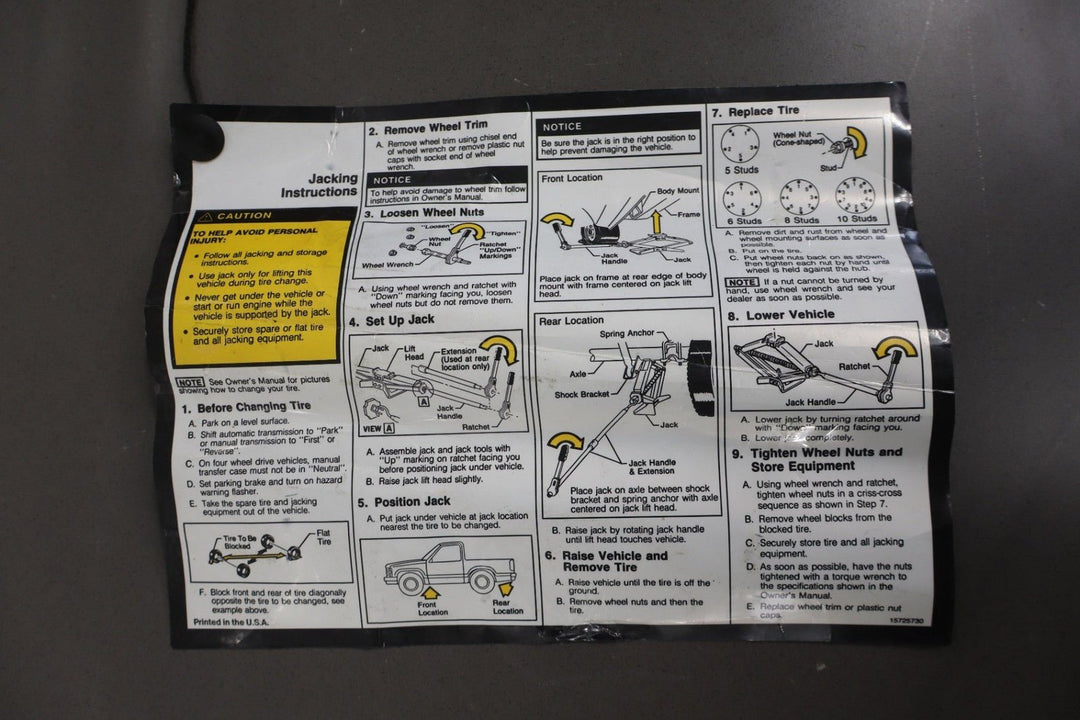 1998 Chevrolet Silverado 3500 GMT400 OBS Jack and Tool Kit OEM