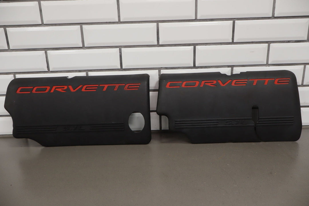 1999 - 2000 C5 Corvette 5.7L V8 LS1 Engine Fuel Rail Covers Pair Black