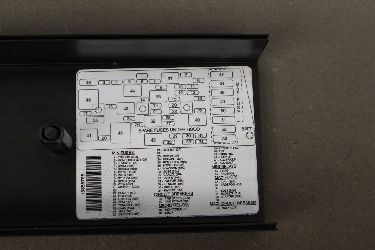 1999-2004 Chevrolet Corvette C5 Interior Fuse Box 12193792