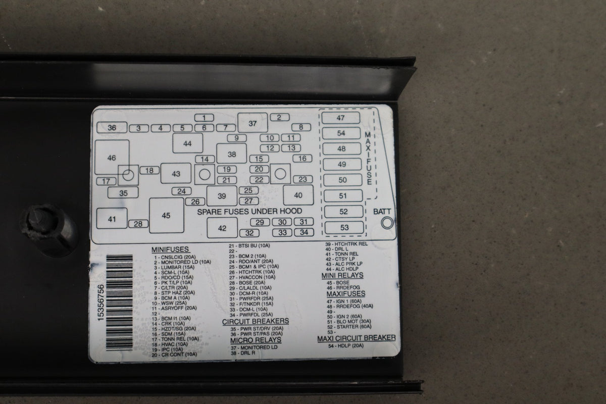 1999-2004 Chevrolet Corvette C5 Interior Fuse Box 12193792