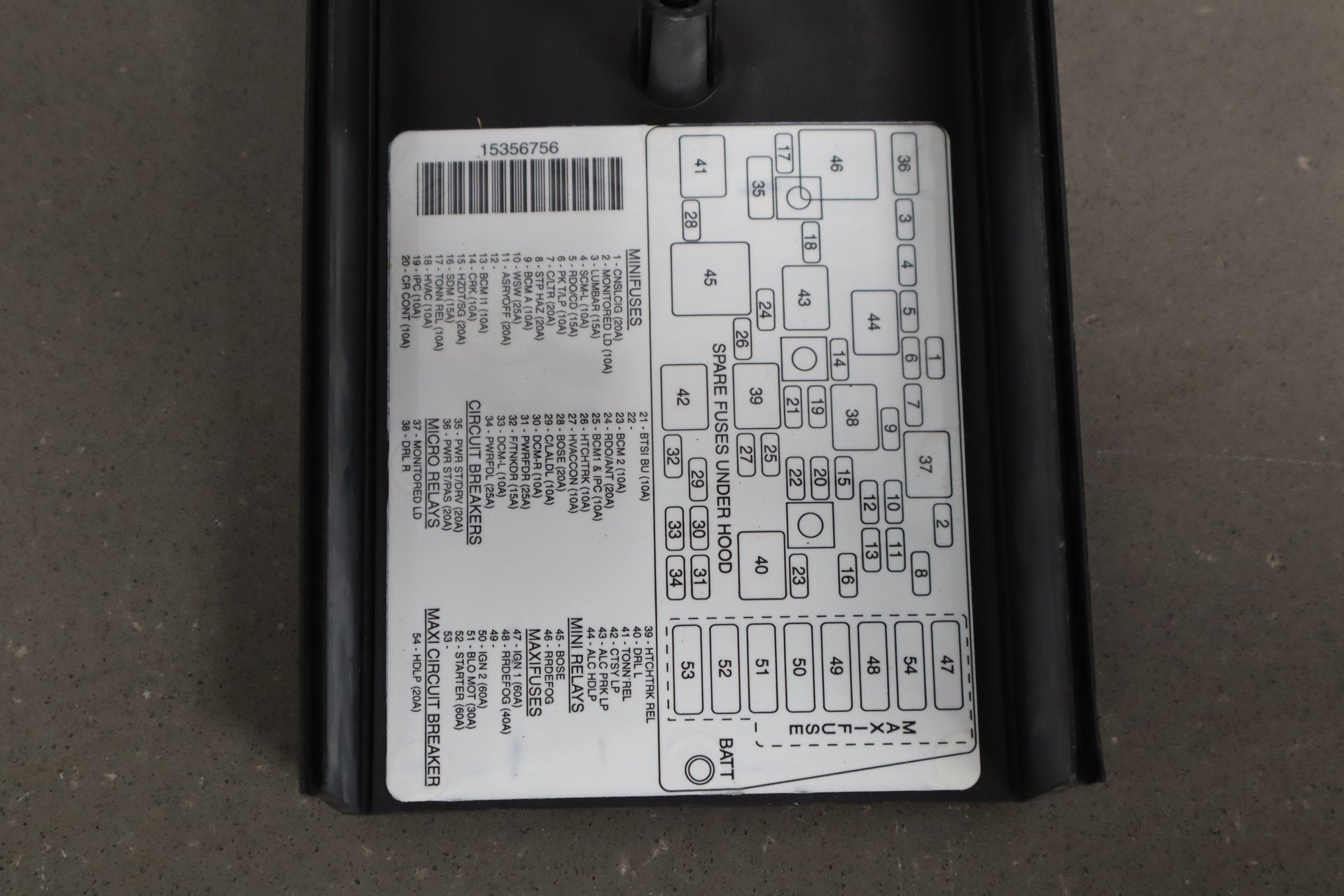 1999-2004 Chevrolet Corvette C5 Interior Fuse Box 12193792