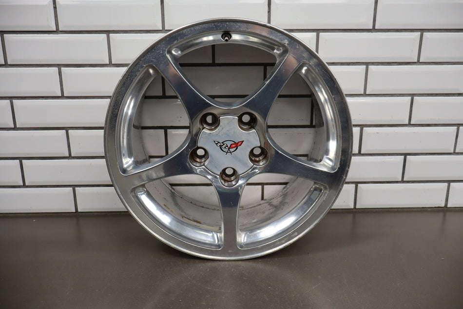 2000-2004 Chevrolet Corvette C5 Front 17x8.5 OEM 5 Spoke Polished Wheel