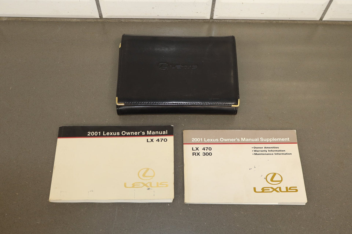 2001 Lexus LX470 Owners Manual Set w/ Supplement & Leather Case OEM