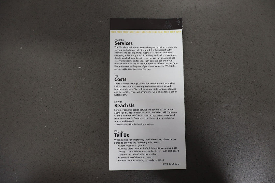 2002 Mazda Miata NB Special Edition Owners Manual & Warranty Info