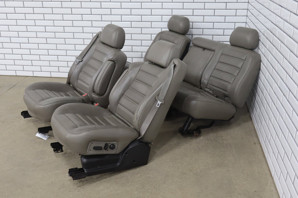 2003-2007 Hummer H2 SUV Leather Seats Set 1st & 2nd Row Wheat