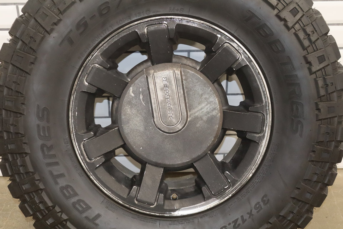 2003-2009 Hummer H2 17x8.5" OEM Wheel &amp; Tire Set- Poorly Painted 35x12.50-17 x4