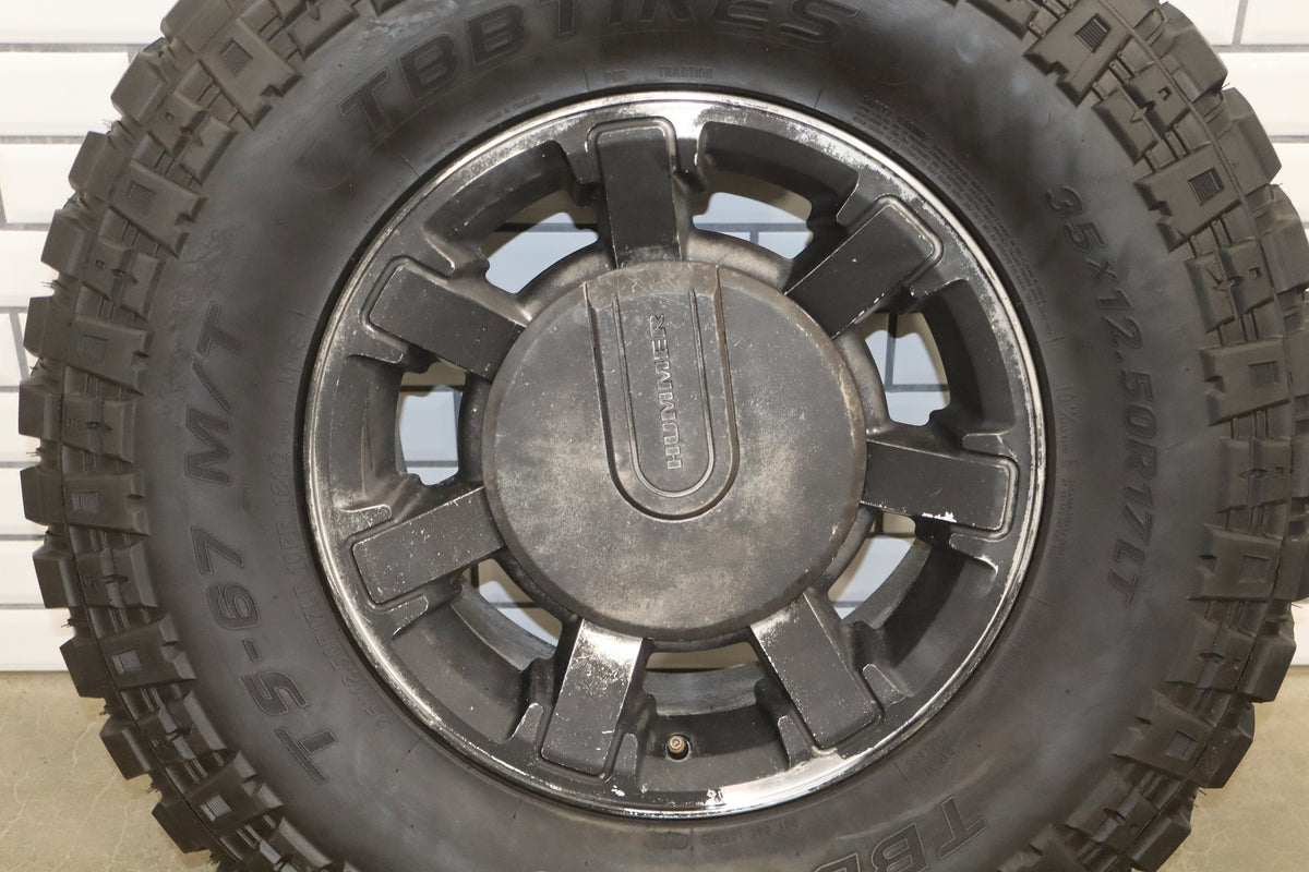 2003-2009 Hummer H2 17x8.5" OEM Wheel &amp; Tire Set- Poorly Painted 35x12.50-17 x4