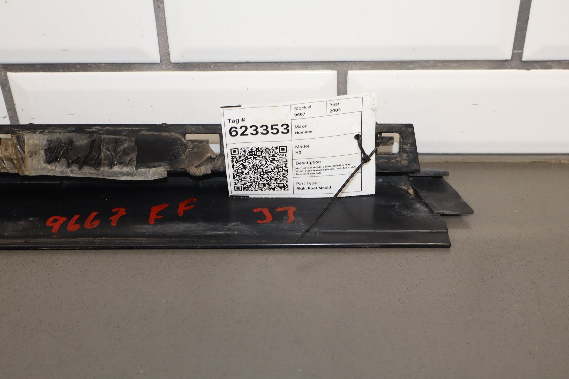 2003-2009 Hummer H2 SUV Passenger Right Front Roof Molding 15241412