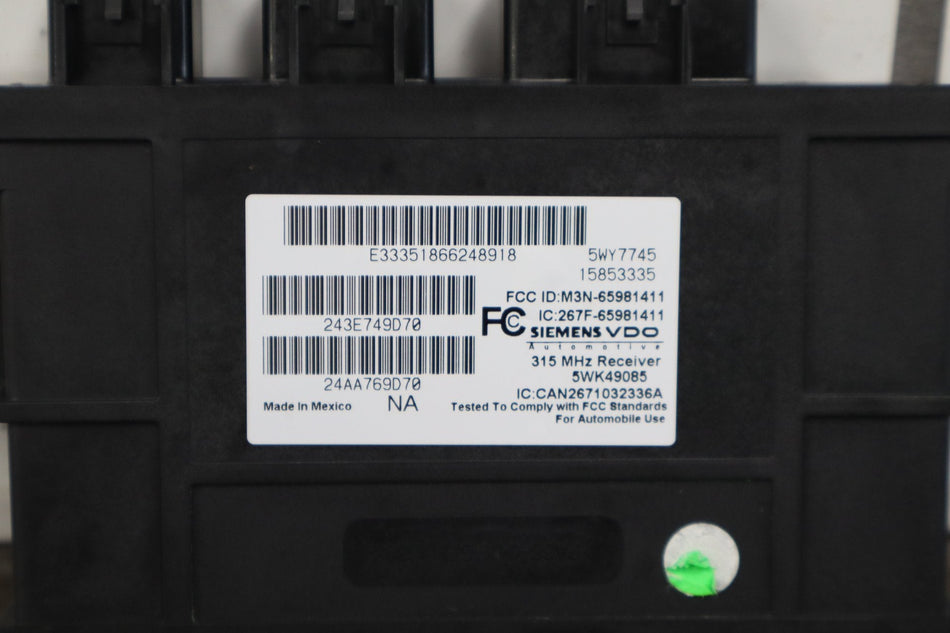 2005-2007 Chevrolet Corvette C6 Body Control Module Keyless Entry 15853335
