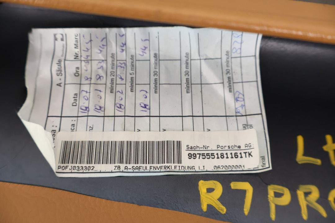 2005 - 2012 Porsche 911 997 Left Interior A - Pillar Trim Panel (Sand Beige)