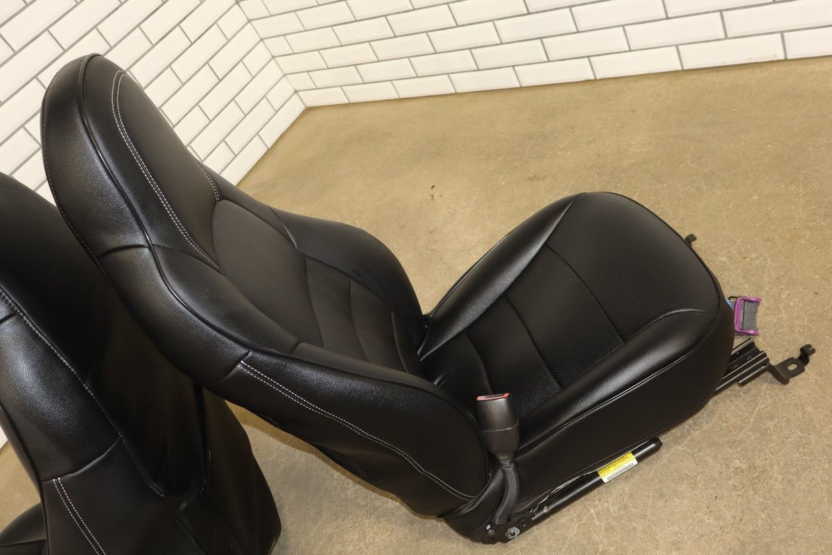 2005-2013 Chevrolet Corvette C6 Sport AQ9 Leather Seats Set Black 19