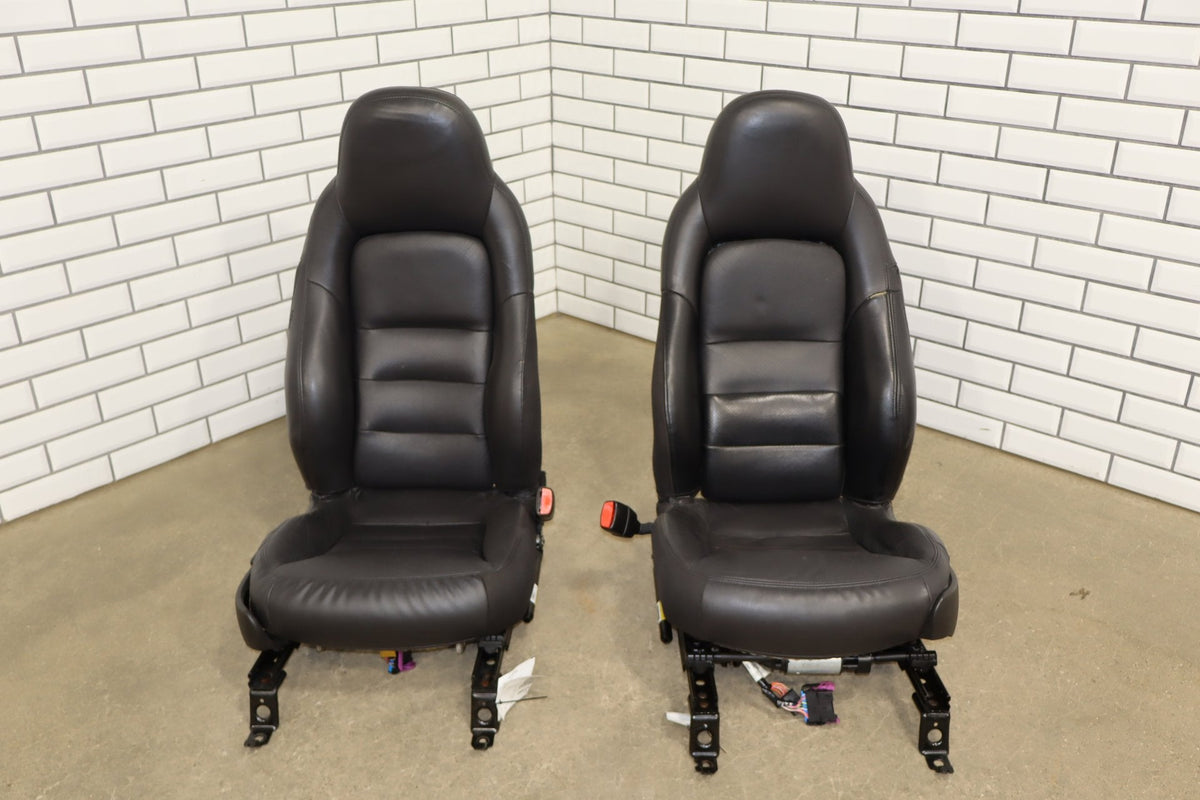 2005 Chevrolet Corvette C6 Leather Sport Seat Set Black 193