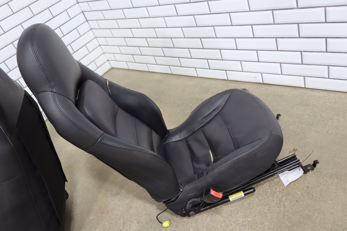 2005 Chevrolet Corvette C6 Leather Sport Seat Set Black 193