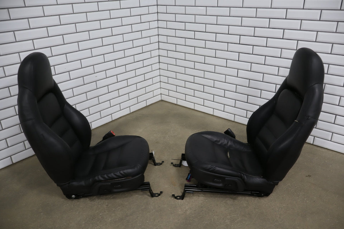 2005 Chevrolet Corvette C6 Leather Sport Seat Set Black 193