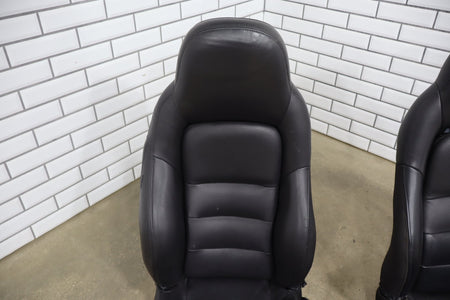 2005 Chevrolet Corvette C6 Leather Sport Seat Set Black 193