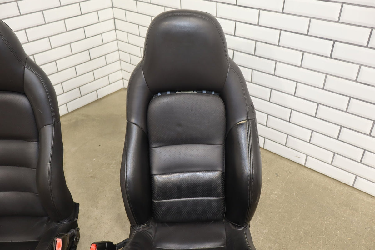 2005 Chevrolet Corvette C6 Leather Sport Seat Set Black 193