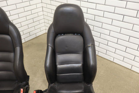 2005 Chevrolet Corvette C6 Leather Sport Seat Set Black 193