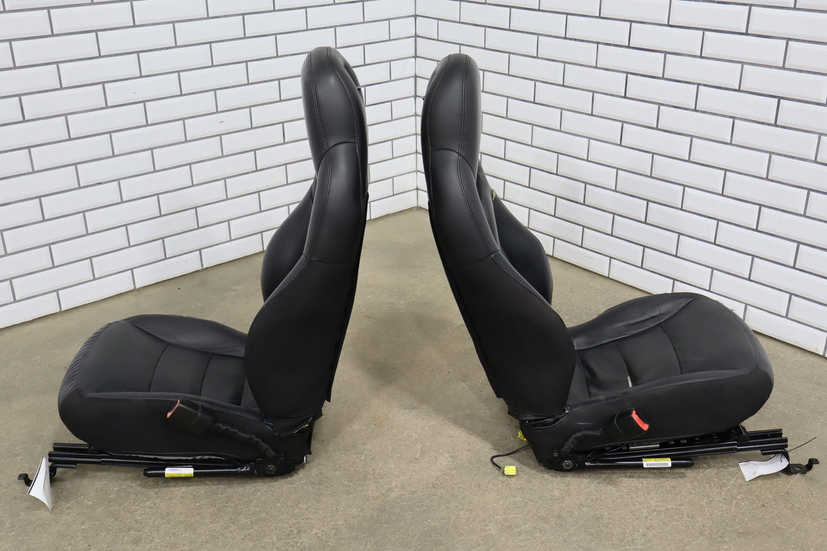 2005 Chevrolet Corvette C6 Leather Sport Seat Set Black 193