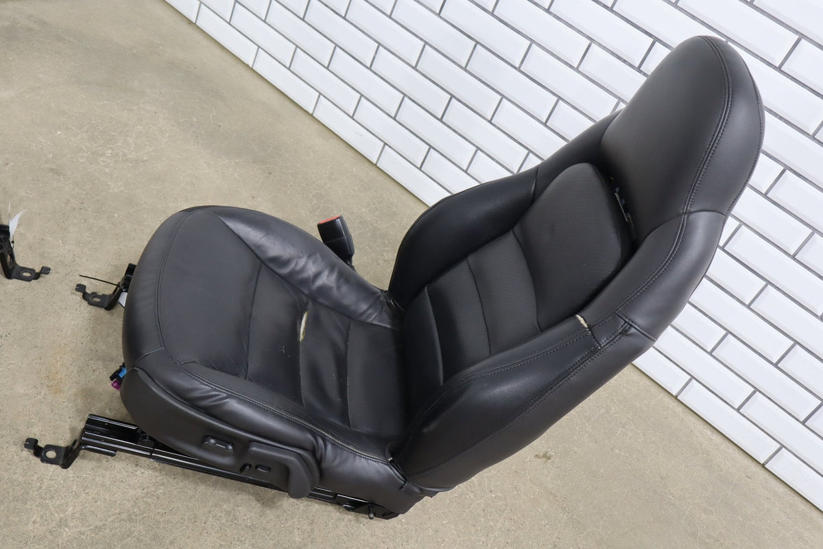 2005 Chevrolet Corvette C6 Leather Sport Seat Set Black 193