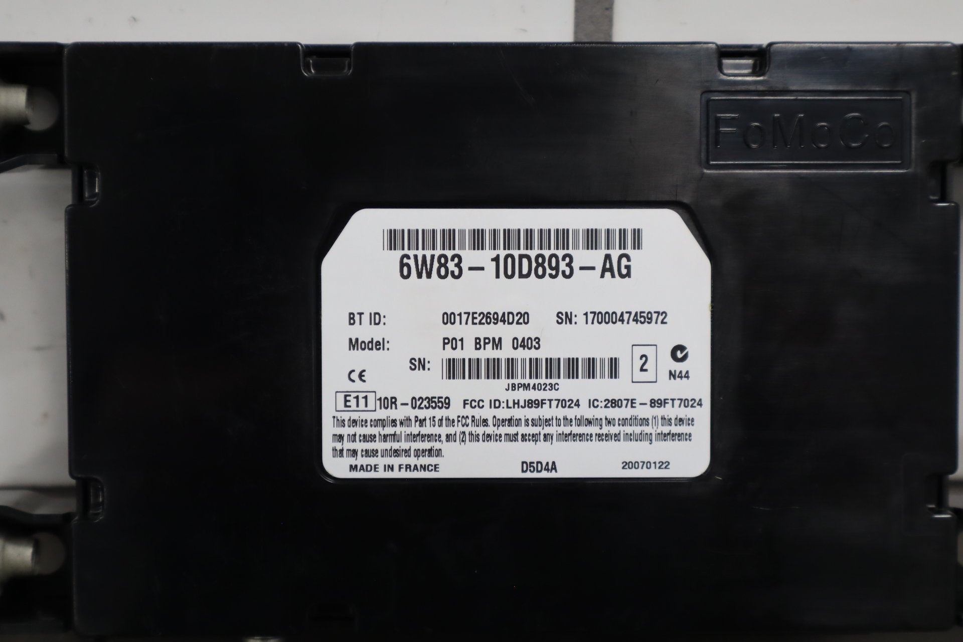 2007-2015 Jaguar XKR- Bluetooth Module PN: 6w83-10d893-ag