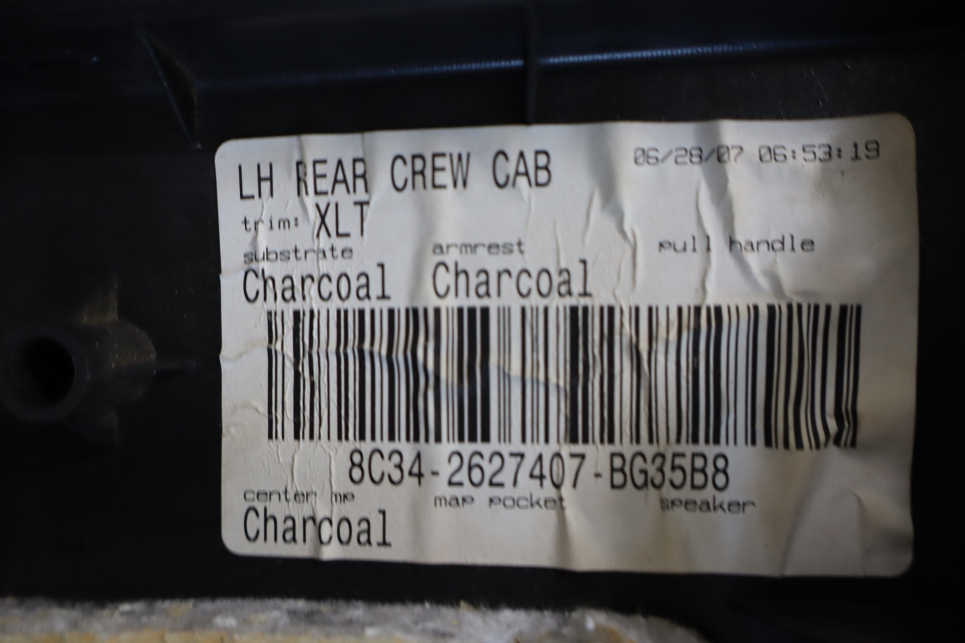 2008 Ford F-250 Super Duty Crew Cab FX4 Left Rear Door Panel Black LS