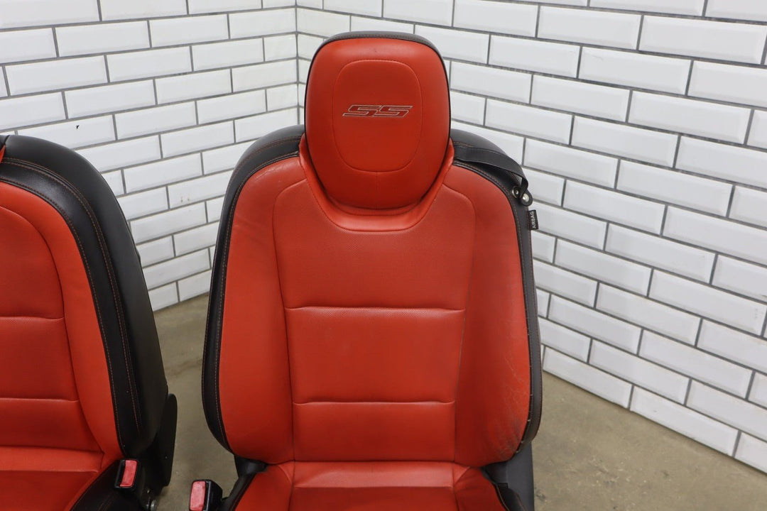 2010 - 2015 Chevrolet Camaro SS Coupe Orange Leather Seat Set with Console