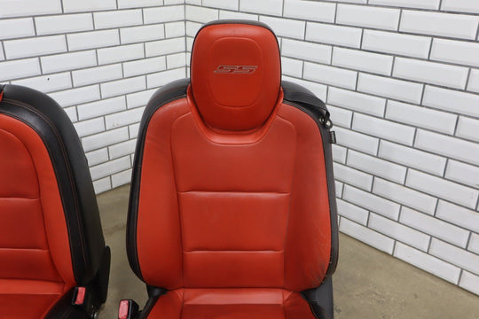 2010 - 2015 Chevrolet Camaro SS Coupe Orange Leather Seat Set with Console