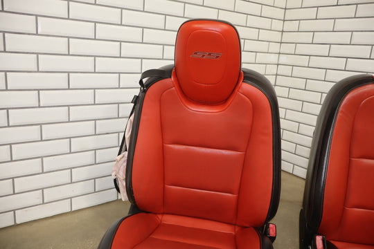 2010 - 2015 Chevrolet Camaro SS Coupe Orange Leather Seat Set with Console