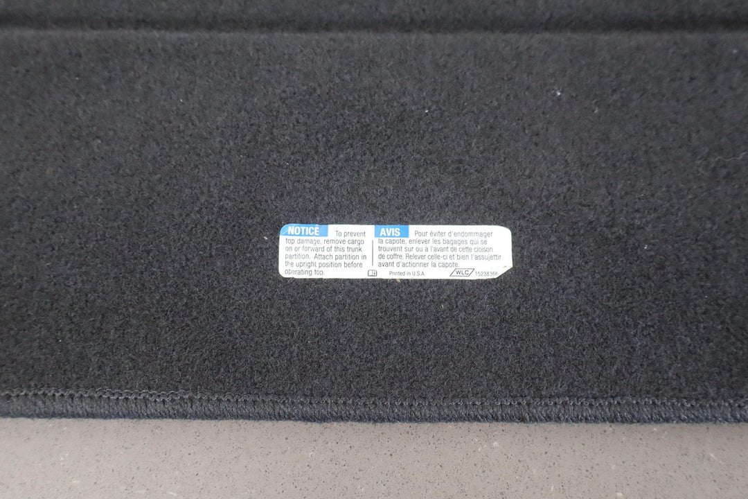 2010 Chevy C6 Corvette Convertible Rear Cargo Cover / Top Divider