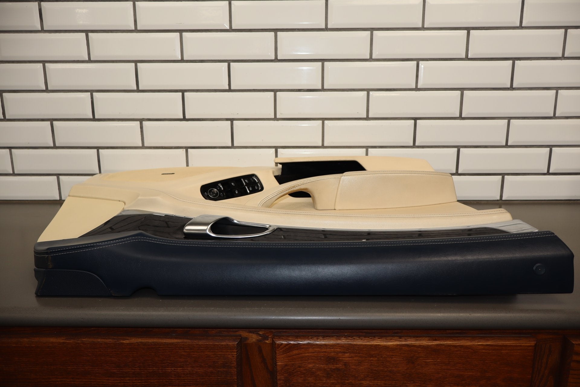 2010 Porsche Panamera 4 S Left Front Interior Trim Panel Yachting Blue/ Cream BD